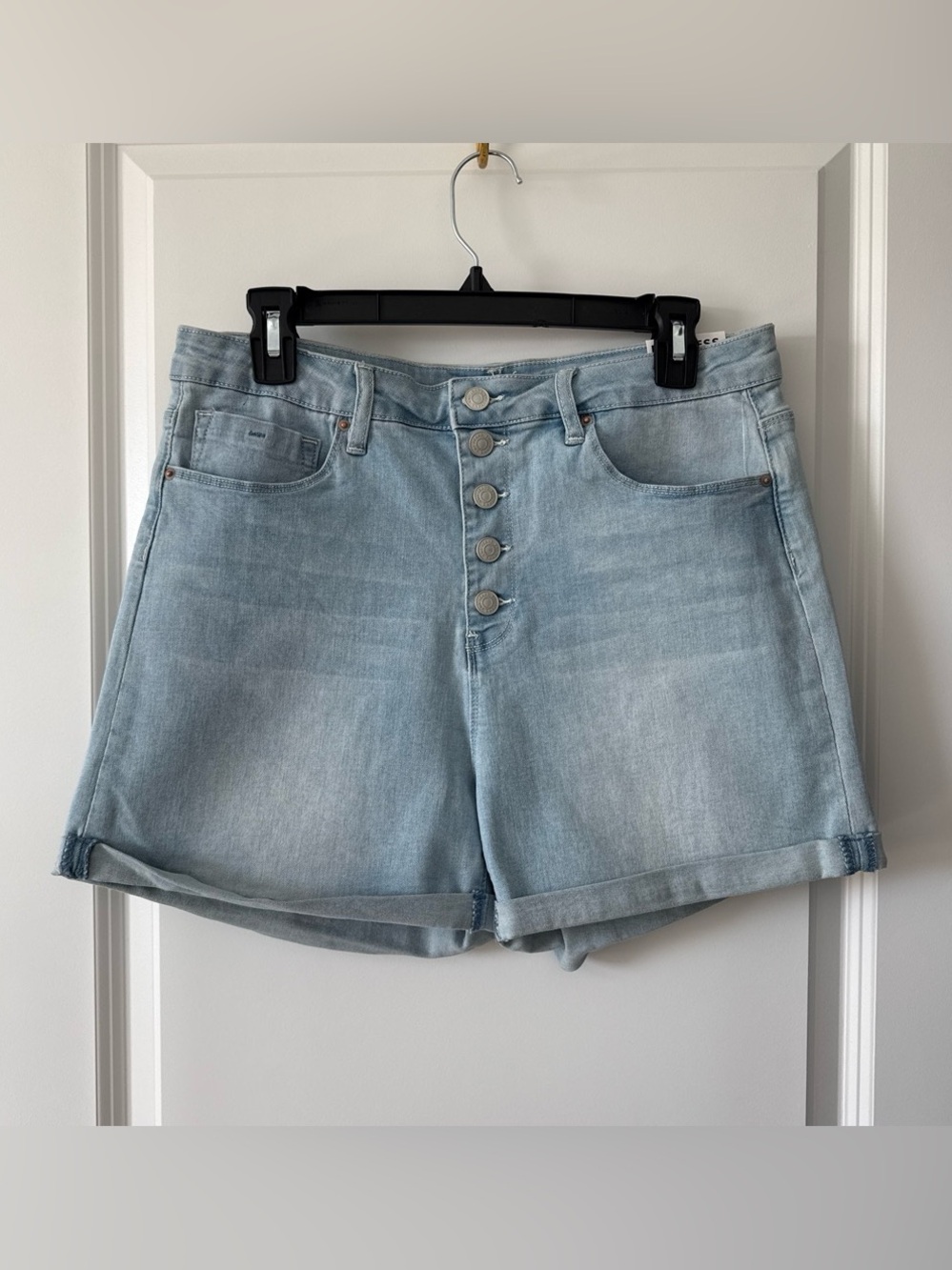 YMI Light Blue Button-Front Denim Shorts
